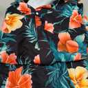Men's Vacation Beach Outfits 2 Piece Shorts Set Tropical Floral Hawaiian Button Down Shirt and Shorts, Large