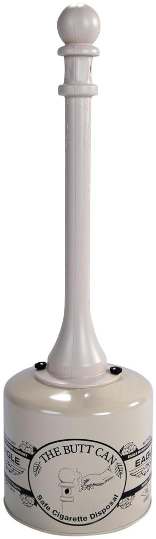 Eagle 1205BEI Galvanized Steel Cigarette Butt Receptacle, 5 gallon Capacity, 40" Height, 12" Diameter, Beige", "12" od x 40" h