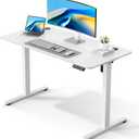 VVENACE 48" Electric Standing Desk Adjustable Height, Ergonomic Sit Stand Computer Desk for Home Office, Sturdy Motorized Workstation with Memory Controller & Timer, White