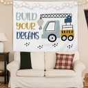 ignytiger Kids Nursery Car Wall Tapestry, Build Your Dreams Toddler Tapestry Wall Hanging for Kids Boys Bedroom Playroom, Nursery Decor for Boys Bedroom, 50x60 Inch