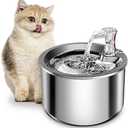 Homtyler Cat Water Fountain, Stainless Steel Inside Ultra-Quiet Pump, 2L/67oz Automatic Dog Dispenser Water Bowl, Multiple Pets Water Fountain