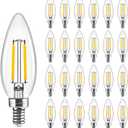 Hizashi E12 Candelabra Light Bulbs 40 watt, Dimmable E12 LED Bulb Soft White 3000K, 90+CRI 4W 450LM B10 LED Candle Light Bulbs, Candelabra Base, UL Listed, 24 Pack