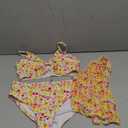 OYOANGLE Girl's 3 Piece Bikini Sets Floral Print Spaghetti Straps Wireless Swimsuits with Beach Skirt, Size 12Y