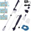 Gigicloud Fish Tank Cleaner Electric Aquarium Vacuum Gravel Cleaner Multifunction Automatic Fish Tank Cleaning Tools for Aquarium Water Changer Wash Sand Water Filter and Water Circulation