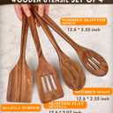 4Pcs Wooden Spatula for Cooking, Acacia Wooden Spatula for Kitchen Use, Nonstick Cookware Safe Utensils Set for Cooking, Mixing, Serving, Draining, Ideal Cooking Utensils Gift