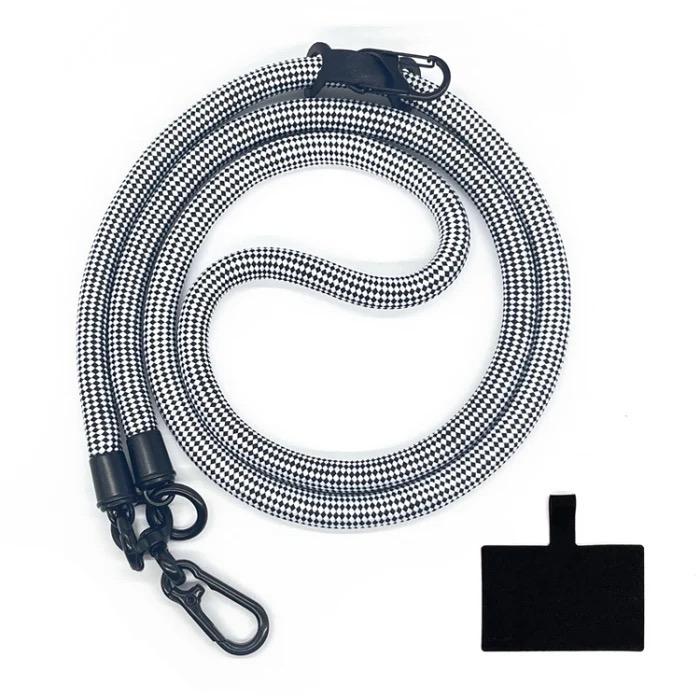 10mm Thick Rope Mobile Phone Lanyard Spacer Adjustable Anti Theft Phone Strap (NO.20 Black White)