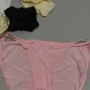 INNERSY String Bikini Panties for Women Sexy Silky Cheeky Underwear 6-Pack (Medium, Black Beige)
