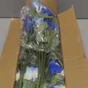 Artificial Flowers for Outdoors, Faux Petunias Spring Summer Decoration, Fake Flowers Plants UV Resistant Look Real Silk Flowers for Outside Planter Front Door Porch Patio Yard (6, Blue-White)