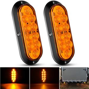 Nilight 6 Inch Oval Amber LED Trailer Tail Lights 2PCS 10 LEDs Waterproof Turn SignalsTrailers Lights for Truck RV Boat Bus Lorry Camper Van Caravan