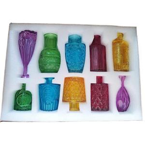 10pcs Small Vase Colored Bud Mini Decoration Set Vintage Glass Bottle for Wedding Family Table Aromatherapy Wedding Centerpieces for Tables