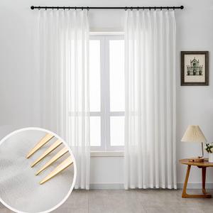 Off White Sheer Curtains 102 inch for Living Room Bedroom Light Filtering Curtains 1 Panel Pinch Pleat Semi Sheer Window Treatments Curtain for Farmhouse, 40" W x 102" L