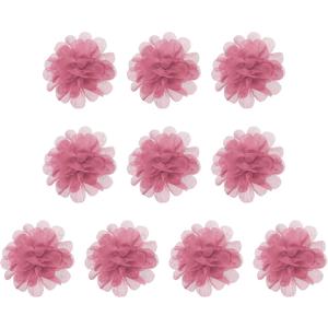 PATIKIL 2.8" Chiffon Flowers, 10 Pcs Mesh Fabric Flowers Sewing Fabric Appliques Headband Embellishments for DIY Craft Wedding Decor, Dark Pink