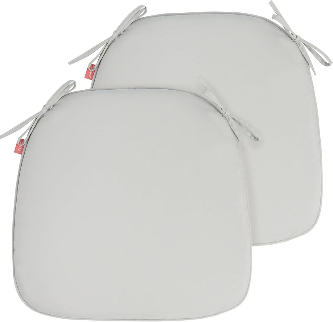 Indoor/Outdoor Chair Cushions 17"X16"X2" with Ties for Dining Chairs Set of 2, Waterproof U-Shaped Chair Pads, Foam Seat Cushions for Patio Kitchen Garden Office-Beige