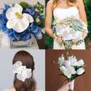 HinyoCo 24 Pcs Orchid Decorations Real Touch PU Artificial Flowers Orchid Heads Fake Phalaenopsis Flower Heads for DIY Craft Home Wedding Decoration