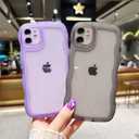SKYLMW Compatible with iPhone 12 Case Wavy Frame Cute,Clear/Pink