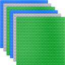 6 Pack Large Building Brick Baseboard in Blue, Green, Gray, 10 x 10 Inch Baseplates Compatible with DUPLO,MEGA, Baseplate for DIY Play Table or Wall