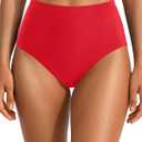 Tempt Me Womens High Cut High Waisted Bikini Bottoms Tummy Control Bathing Suit Bottoms Swim Bottom Swimsuit Bottom, Medium