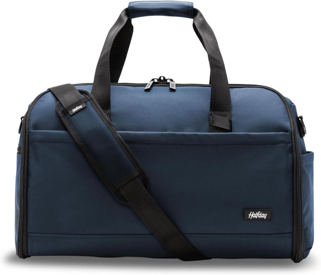 Halfday Convertible 2-in-1 Premium Garment Duffel Weekender Bag 40L | Wrinkle-Free Travel, Hanging Suit Compartment, Shoe Pockets, Trolley Sleeve. Balistic Nylon Carry-On, Pacific
