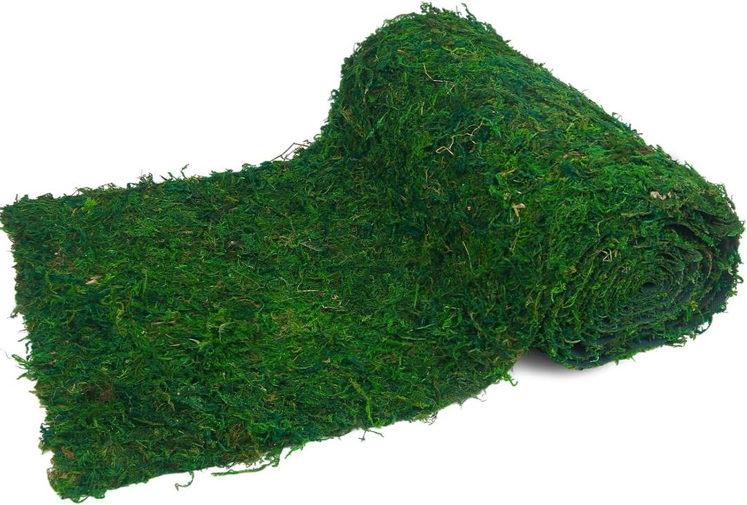 Moss Table Runner Preserved Dried Green Moss Roll for Crafts Fairy Gardens Wedding Woodland Decor 12" x 112" Table Decoration Grass Wall 30x285cm