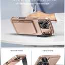 BXYJY for iPhone 17 Pro Wallet Case with Camera Cover Stand, Card Holder (3-5 Cards), Military Grade Drop Protection, Heavy Duty Women Men Phone Case for iPhone 17 Pro 6.3" 2025, Rose Gold