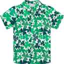 UNICOMIDEA Boys St. Patrick's Day Shirt Kids Green Shirts Short Sleeve Button Down Tops 5-14 Years