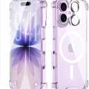 for iPhone 17 Case with Tempered Glass Screen Protector & Lens Protector, Compatible with MagSafe, Military-Grade 4-Corner Shockproof, Magnetic & Anti-Yellowing Clear Case
