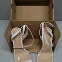 Coutgo Womens Clear Heels Sandals Square Toe Ankle Strap Sexy High Heeled Stiletto Dress Shoes, White, Size 6.5