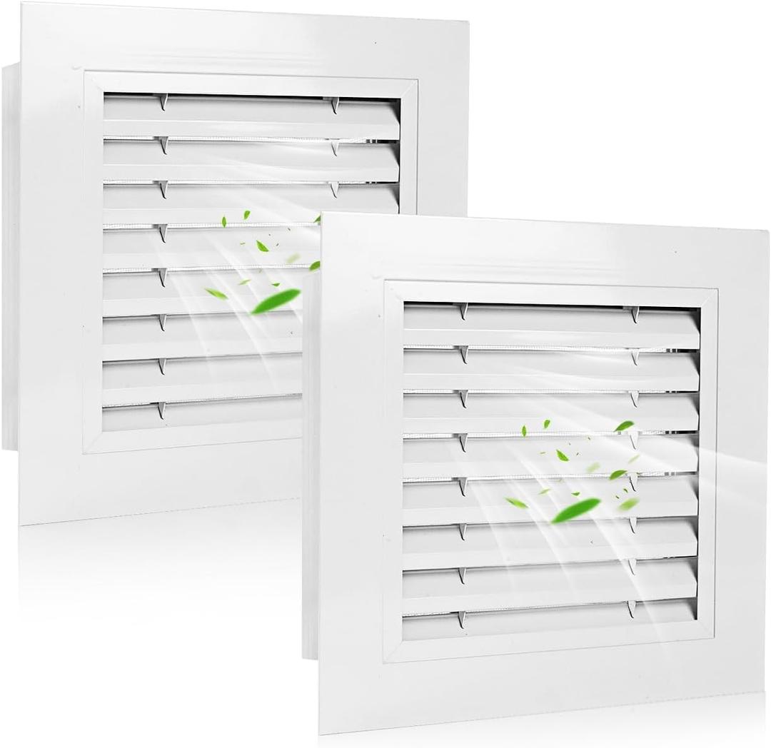 2pcs 14" x 14" Premium Aluminum Gable Vents with Screen, Paintable Design -Ideal for Attic and Shed Ventilation, Vent Opening 12"x12"(White 14" x 14"-2 Pack)