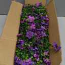Artificial Hanging Flowers for Outdoors, 4 Pack Fake Hanging Plant for Spring Summer Decor, UV Resistant Faux Silk Flower for Planter Front Door Porch Patio Yard Garden (Double Purple)