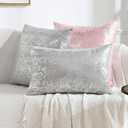 JELLYMON Sparkling Decorative Pillow Covers Set of 2, Silver Glitter Throw Pillows Cover 16 x 16 Inch for Living Room Bed Sofa Couch, Morden Home Luxury Decor(16x16in,Silver Light Grey)