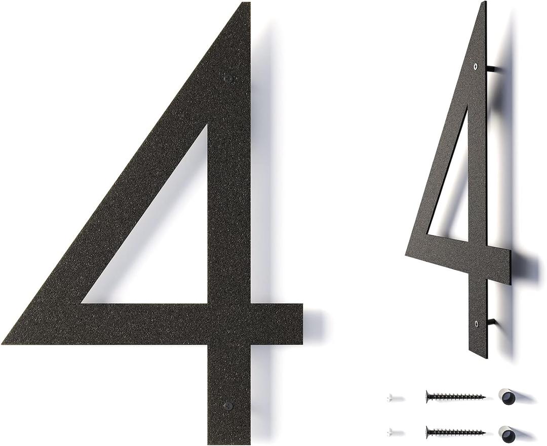 12 Inch Modern Floating House Numbers for Outside | Large Metal House Numbers for Outdoors | Black Coated Rust-Proof Home Address Numbers/Plaques | Metal Numbers