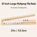 Mahjong Racks with Pushers Set of 4 for American Mahjong, 21 Inch Wooden Tile Holders with Metal Handles and Side Stoppers, Gift for Women, Seniors, Family Game Nights
