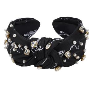 Halloween Rhinestone Jeweled Headbands for Women, Knotted Skeleton Hair Hoops