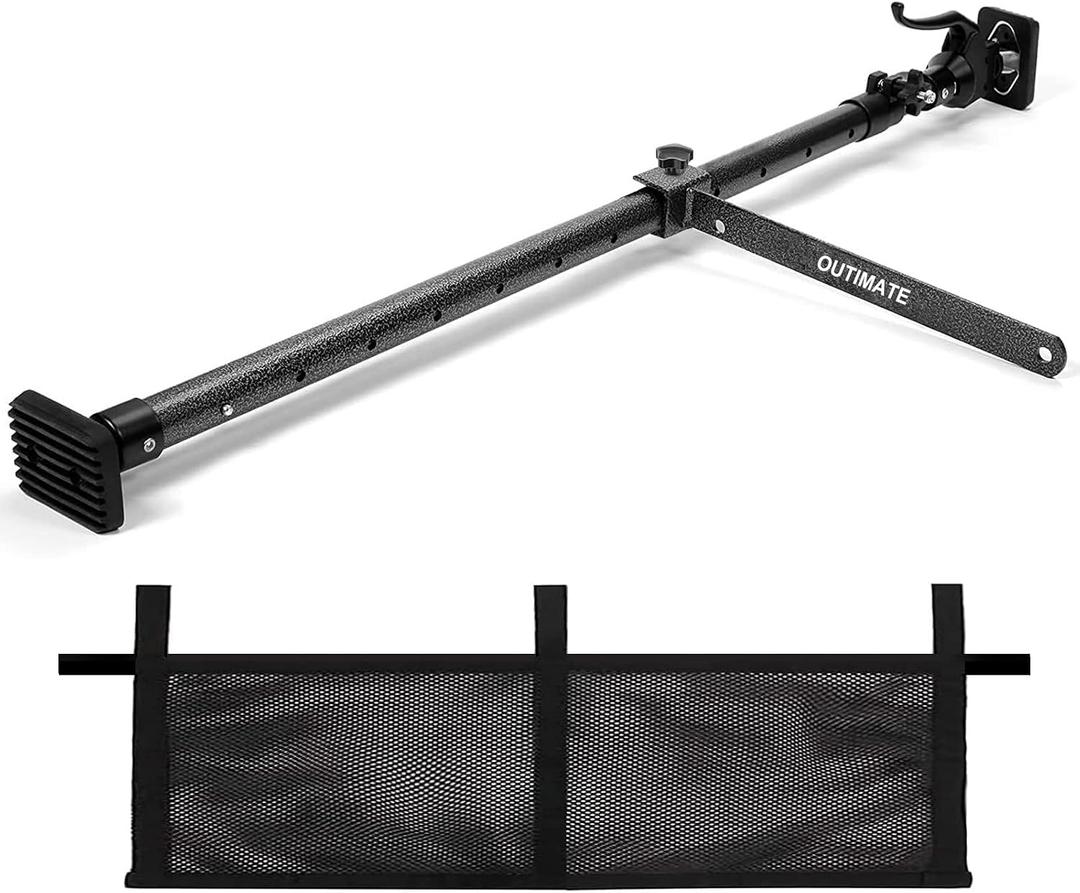 Cargo Bar for Pickup Truck Bed Expands from 40 to 70 in with 200 LB Bearing Capacity, Comes with 1 Cargo Net Organizer, 1 Divider Bar