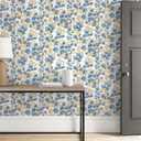 Timeet Peel and Stick Wallpaper Boho Leaf Contact Paper Removable Self Adhesive Vinyl Wall Paper Blue and White Wall Mural Decoral for Cabinets and Drawers Countertops Waterproof 17"x 197"