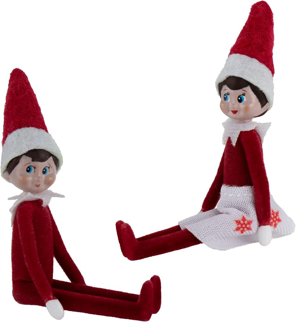 Worlds Smallest World's Smallest Elf on The Shelf Bundle Set of 2 Boy and Girl Light Tone - 4 Inches Tall!