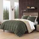 Eddie Bauer - King Comforter Set, Microsuede Bedding with Soft Sherpa Reverse, 3 Piece Bed Set with Matching Pillowcases (Sherwood Green)
