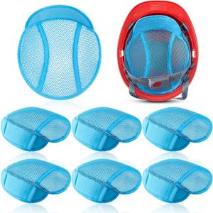 6 Pcs Air Mesh Hard Hat Liner Sweatband - Safety Helmet Insert Comfortable Cooling Liner Soft Ventilation Sweat Band Sponge Pad Absorber for Men Women Work Construction Cap, Blue