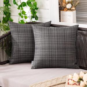 MIULEE Pack of 2 Decorative Outdoor Waterproof Throw Pillow Covers Farmhouse Water Resistant Cushion Covers for Tent Patio Garden Couch Sofa  Inch Gray. 18×18