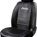 Plasticolor 008631R01 Deluxe Seat Cover Compatible with Jeep Embrodired Logo High Contrast Stitching Premium 3 Piece Sideless Car Truck or SUV Seatcover with Cargo Pocket, Black