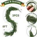 6FT Christmas Garland Set of 2  Lifelike Norfolk Pine Garland for Holiday Decor, Perfect for Mantels, Staircases, Doorways, Indoor/Outdoor Decorations