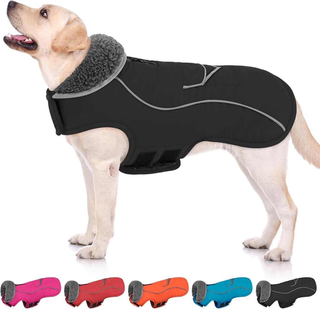 Dog Winter Coat, Medium Dog Coat Jacket with Fleece Lining for Cold Weather, Warm Puffer Jacket Turtleneck Snowsuit with Leash Hole for Jack Russel, Boston Terrier, Black M