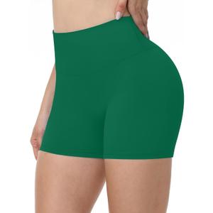 Runhit No Front Seam Biker Shorts for Women - 3''/5''/8'' High Waisted Workout Gym Yoga Spandex Shorts Tummy Control (Medium, Grass Green)