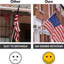 Yeesun Flag Pole,6FT American Flag Pole & Bracket-Flagpoles for 3 x 5 Flags Holder for House Porch & Outdoor,Tangle Free and Wall Mount Flag Pole Kit (Without flag,Black)