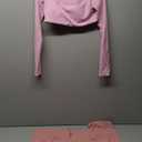 CRZ YOGA Butterluxe Double Lined Long Sleeve Yoga Shirts for Women V Neck Cropped Casual T-Shirt Tight Crop Fitted Tops (Medium, Pink Peony)