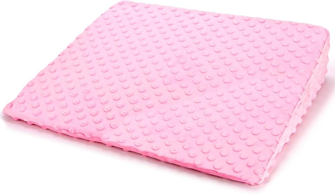 Wedge Pillow for Kids,Memory Foam for Back,Legs & Knees, Relaxation and Comfort, Soft and Breathable, Dot Texture Pillow for Reading Watching TV Gaming Sleeping, Fit for Sofa Floor Room (Pink)