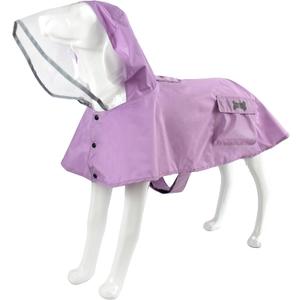 Waterproof Dog Raincoat, Adjustable Reflective Lightweight Pet Rain Clothes with Poncho Hood(Large, Light Purple)