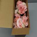 Wavwavw 6 Pcs Artificial Peony Silk Florals Fake Mix Silk Peony Rose Faux Flower Hydrangea Bouquet Elegant Realistic Wedding Floral Centerpiece for Home Party Table Arrangement (Light Pink)