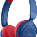 JLab JBuddies ANC 2 in 1 Wireless + Wired Kids Headphones, Active Noise Canceling and Be Aware Modes, Safe Volume Settings, 50+ Hours Playtime, Adjustable, Blue/Red