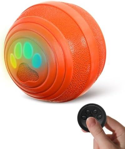 JR JUMIAR Interactive Dog Toys, Soft and Quiet Safe Material Jumping Dog Ball with Remote Control, Motion Activated Automatic Pet Toy for Small/Medium Dogs, Gift for Cat Puppy Pet (Orange)